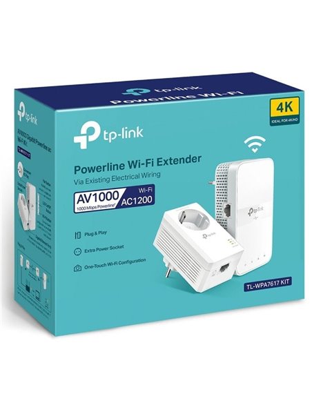 Adaptador Powerline TP-Link TL-WPA7617 KIT 1000Mbps/ Alcance 300m/ Pack de 2