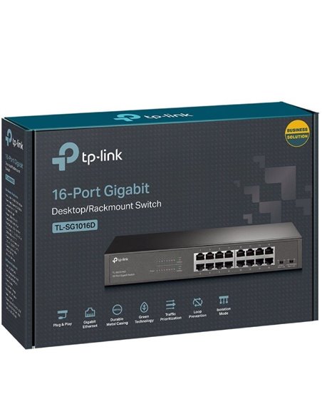 Switch TP-Link TL-SG1016DE/ 16 Puertos/ RJ45 10/100/1000