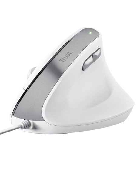 Ratón Ergonómico Trust Bayo II/ Hasta 2400 DPI/ Blanco