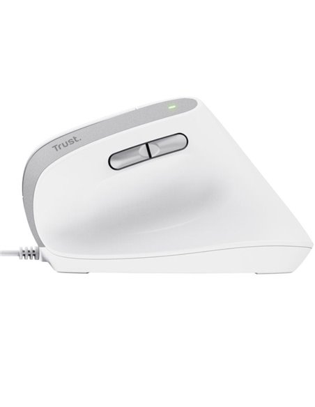 Ratón Ergonómico Trust Bayo II/ Hasta 2400 DPI/ Blanco