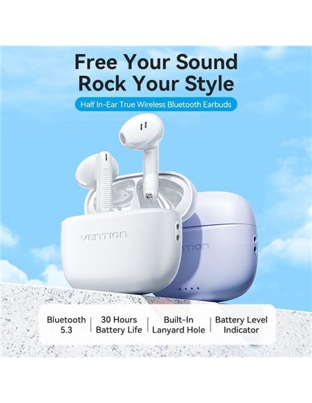 Auriculares Bluetooth Vention ELF E03 NBHP0 con estuche de carga/ Autonomía 6h/ Rosas