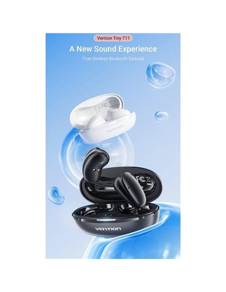 Auriculares Bluetooth Vention Tiny T11 NBJW0 con estuche de carga/ Autonomía 8h/ Blancos