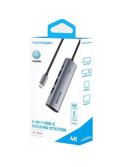 Docking USB Tipo-C Vention TGGHB/ 3xUSB/ 1xHDMI/ 1xUSB Tipo-C PD