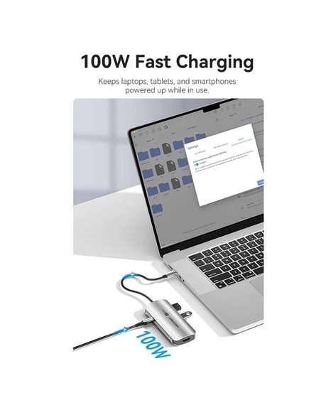 Docking USB Tipo-C Vention TQDHB/ 1xHDMI 4K/ 3xUSB/ 1xUSB Tipo-C PD/ Gris