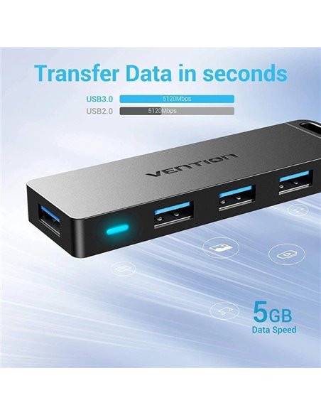Hub USB 3.0 Vention CHLBB/ 4xUSB/ 1xMicroUSB PD