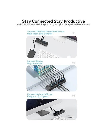 Hub USB 3.0 Vention CHXB0-EU/ 7xUSB