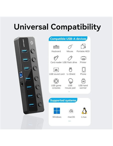 Hub USB 3.0 Vention CHXB0-EU/ 7xUSB