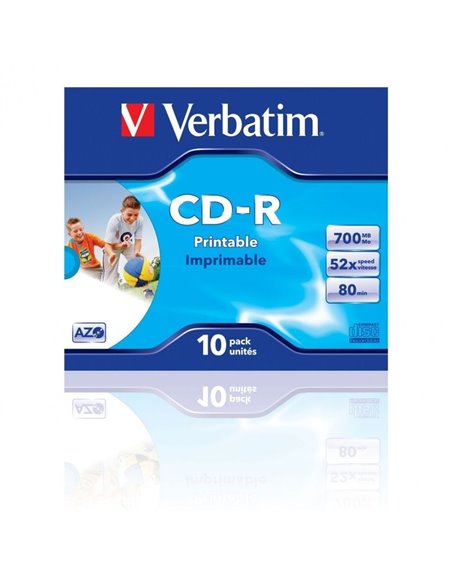 CD-R Verbatim AZO Imprimible 52X/ Caja-10uds