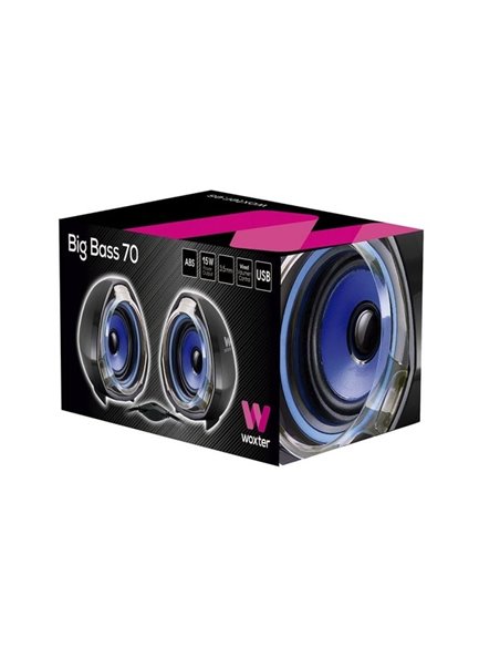 Altavoces Woxter Big Bass 70/ 15W/ 2.0/ Azules y Negros