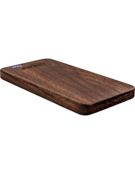 PowerBank USB InLine® woodplate 5.000mAh con LED, madera de nogal