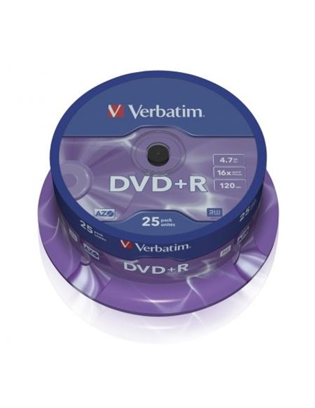 Dvd+r verbatim advanced azo 16x/ tarrina-25uds